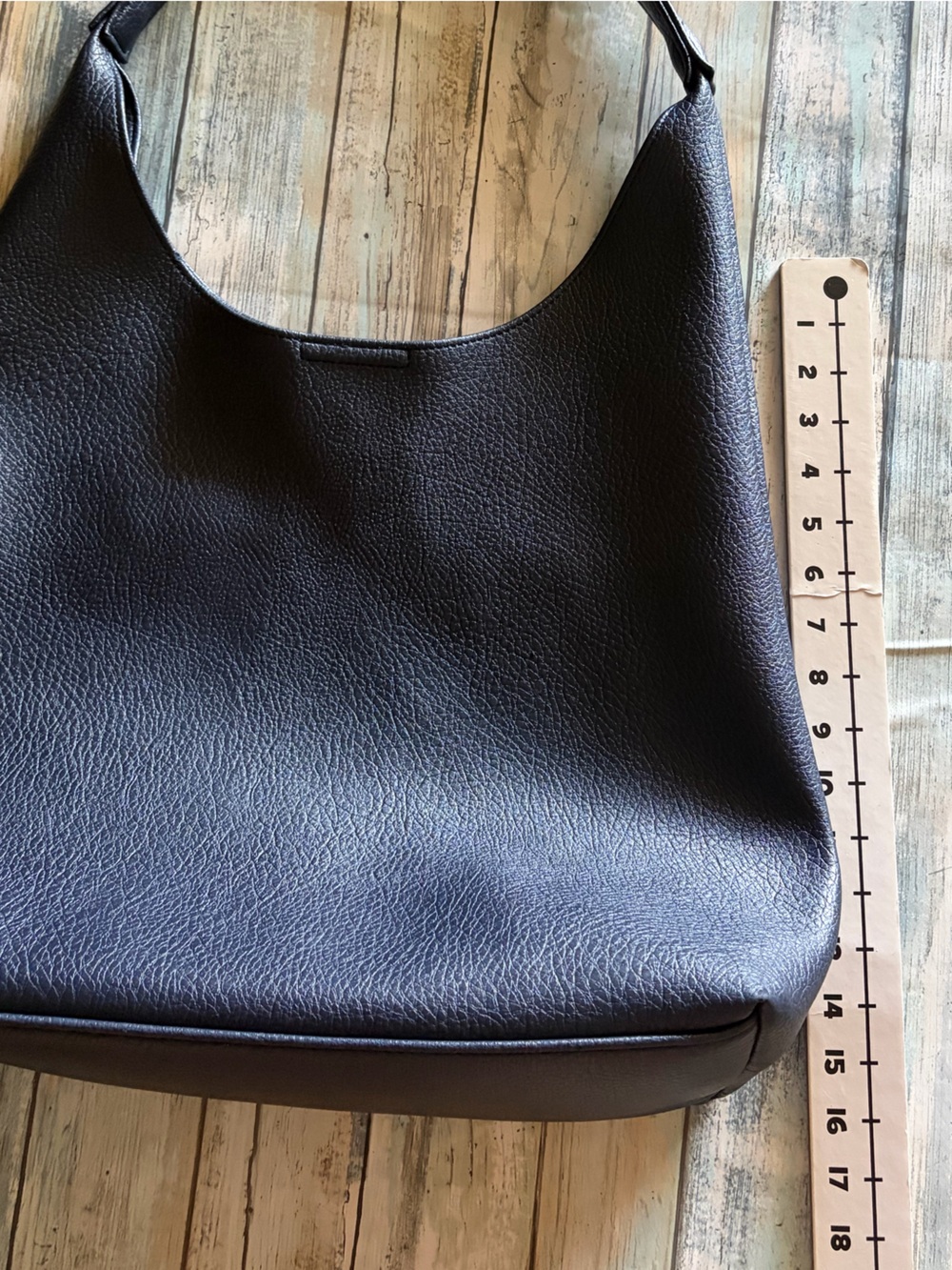 Hoxis Navy Pebbled Leather Hobo Bag - Women - Picture 7 of 11